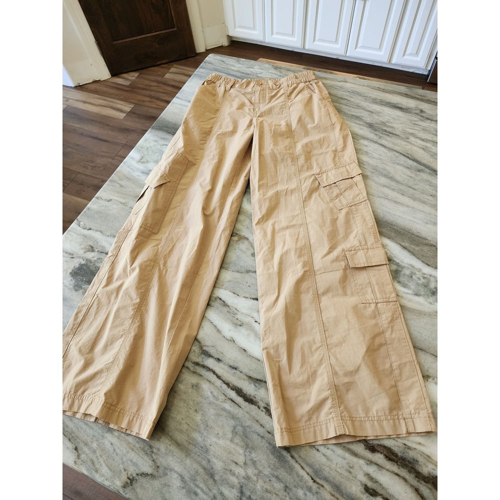 Boutique Tan Wide Leg Cargo Pants High Rise Size Small Streetwear Gorp